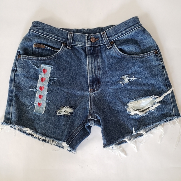 Vintage Pants - VTG Lee Distressed High Waist Denim Cutoff Shorts